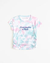 A&F camiseta estampada com logo e franzido lateral